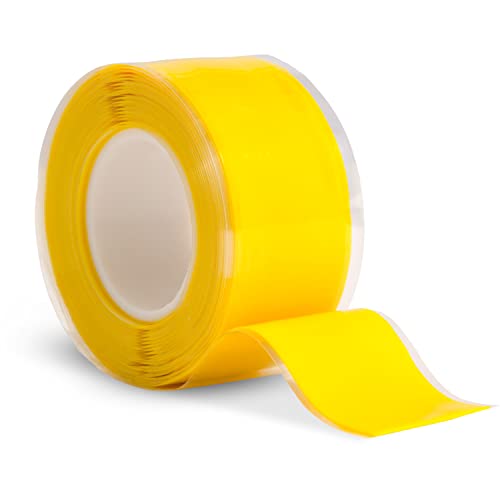Domain Cycling - Bike Handlebar Tape - Self-Fusing Silicone Waterproofing Tape - 10 Ft Roll Of Self-Bonding Handlebar Tape For Road Bike - Repair Griptape (Yellow) #TOP12