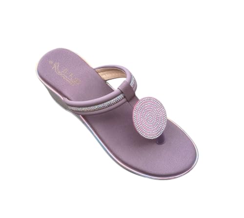 Image of Women's Pink Rhinestone Embellished Toe Ring Flat Sandals