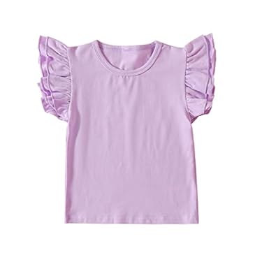 AMAZON - Toddler Baby Girls Tank Top Ruffle Sleeveless Cotton Blouse Casual T Shirt Vest Basic Plain Solid Color Cute Purple 3T 4T