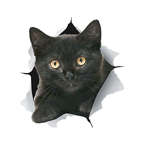 Gcroet 3D -Katzenaufkleber, Schwarze Kätzchen Aufkleber Cover