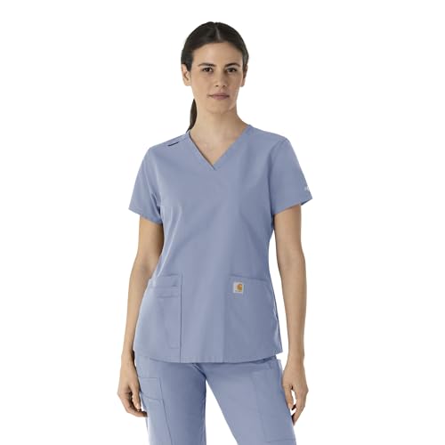 Carhartt Force Essentials Women's V-Neck Scrub Top, Ceil Blue, M - image 1