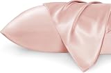 Bedsure Satin Pillowcase for Hair - Similar to Silk Pillowcase, Cooling Pillow Cases 2 Pack with Envelope Closure, Gifts for Women, Queen & Standard Size 50x75 cm, Blossom Pink