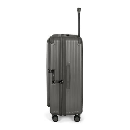 Image of SWISS MILITARY Polycarbonate Summit 360 Rotatable 8 Wheels 80cm Hard Trolley Luggage, Anti Theft Zip, TSA Lock, 15.6 inch Laptop Compartment, Expandable Storage Suitcase & Dust Cover Free Large Grey 137L