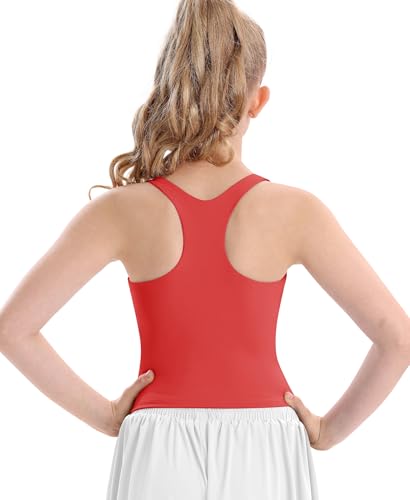 Image of DOCUMO Girls Tank Tops Double Lined Racerback Crop Tops for Kids Sleeveless Workout Tops for Dance, Yoga, Running, Sports