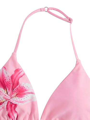 Image of RoseSeek Girl's 2 Piece Swimsuits Floral Gingham Halter Triangle Wireless Bikini Bathing Suit