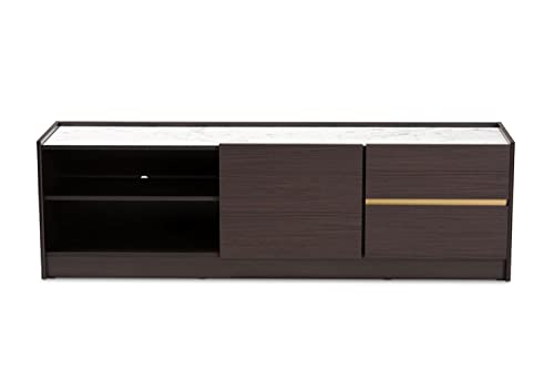 Wholesale Interiors Baxton Studio Walker Dark Brown And Gold Finished Wood Tv Stand #TOP6