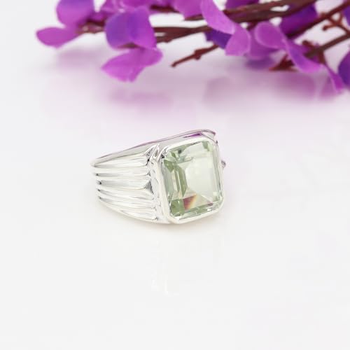 Bague améthyste verte homme argent alliance durable sans ternir