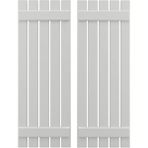 Ekena Millwork ARW101SB519X40STH Americraft Five 2 Exterior Real Wood Spaced Board-n-Batten Shutters (Per Pair), 19 1/2"W x 40"H, Hailstorm Gray