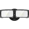 LEPOWER 3000LM Flood Light Outdoor, Switch Controlled LED Security Light, 28W Exterior Lights with 2 Adjustable Heads, IP65 Waterproof, 5500K Wall Mount Exterior LED Flood Light for Garage, Yard Black