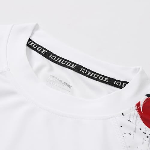 Image of HUGE SPORTS Men's Rash Guard Long Sleeves UPF 50+ UV Sun Protection Quick Drying Splice Compression Swim Shirts