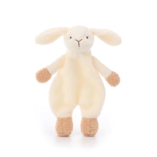 Image of Apricot Lamb Stuffed Animals Security Blanket White Bunny Rabbit Infant Nursery Character Blanket Luxury Snuggler Plush(White Bunny, 10 Inches)