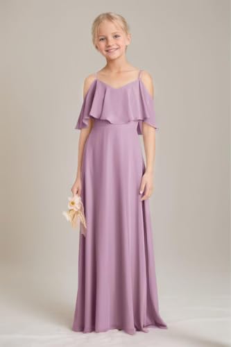 Topsta Junior Bridesmaid Dresses Spaghetti Straps V Neck Chiffon Flower Girl Dress A Line Wedding Party Pageant Gown2