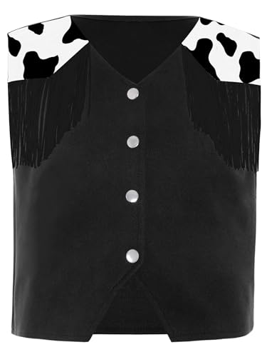 Moily Kids Girls Faux Suede Tassel Waistcoat Cowgirls Fringe Vest Hippie Cardigan Mini Jacket3