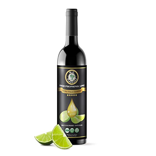 M.G. PAPPAS High Polyphenol Rich Lime Olive Oil - Infused Olive Lime Oil Extra Virgin - Unfiltered Cold Pressed Greek EVOO - Award Winning Health Claim Accredited - Cooking Lime Oil – 12.7 Oz 375ml