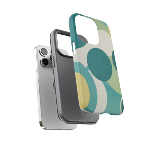 Coque mate anti-choc iPhone 14 Pro rigide cercles bleu jaune - 3