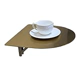 Mesa redonda plegable de pared de acero inoxidable, mesa auxiliar flotante compacta para dormitorio, baño, sala de estar, color dorado, 40 cm