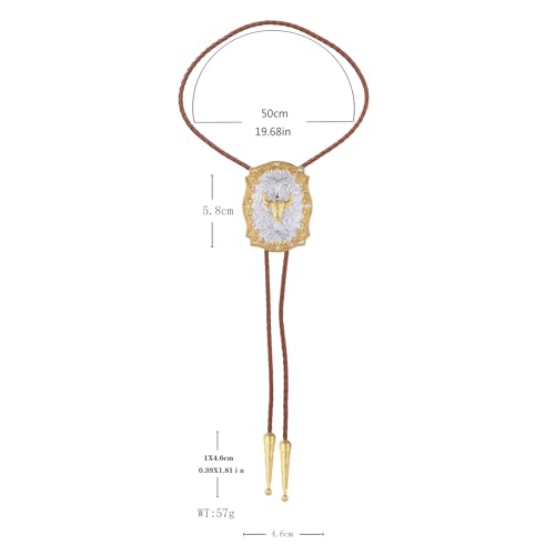 Image of GelConnie Brown Bolo Tie for Men Women Western Ties Mens Gold Bolo Tie Rodeo Cowboy Leather Necktie Cowgirl Tie Wedding