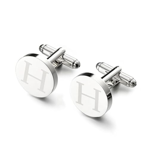 Gemelos H para puños de camisa y pasador de corbata redondo para hombre 3