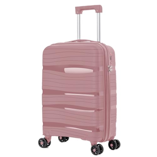 ARTREE Maletas de Viaje Cabina,PP 55x40x20cm- Trolley Rígida Polipropileno con 4 Ruedas Giratorias y Cierre de Combinación - Maleta Cabina Prácticas y Ligeras 40L (Rosa)