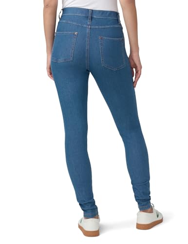HUE Women\'s Essential Denim Leggings - Pull On Stretch Jeans (Medium Wash, Large)