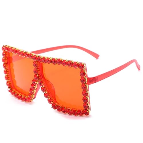 Lunettes de soleil diamant vintage femme grand format strass C3Red lunettes tendance été