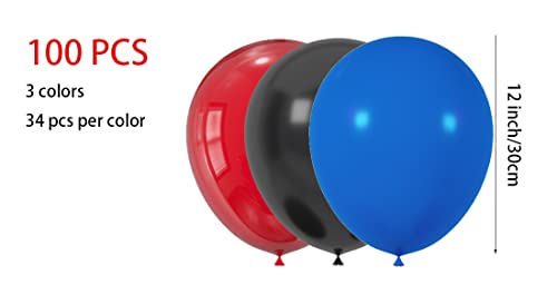 100 Pcs 12 Inch Red Royal Blue Black Latex Balloons Decoration, Birthday Wedding Baby Shower Party Balloons Decoration(Red Blue Black) - Image 3