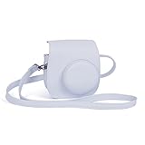 Picture of Riosin Instant Mini 12 Protective Camera Case for Fujifilm Instax Mini 12/11,Premium PU Leather Camera Bag Cover with Pocket and Removable&Adjustable Strap (Clay White)