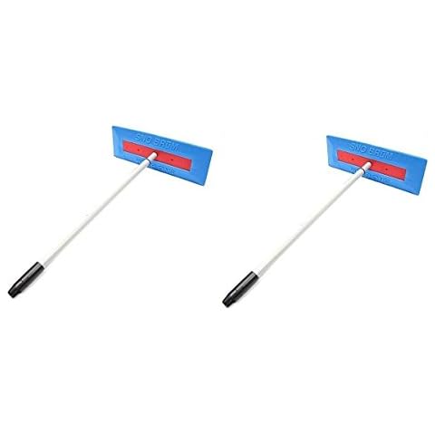SnoBrum Original Snow Removal Tool with 27" to 46" Compact Telescoping Handle- Remove snow from vehicles, awnings, pool/hot tub covers and more without Scratching (2 Pack) Cover
