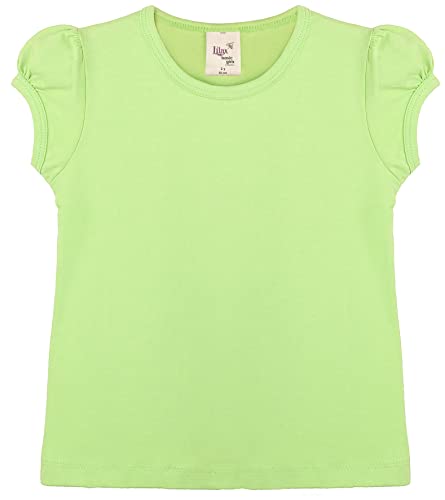 Image of Lilax Girls Short Puff Sleeve Cotton T-Shirt, Toddler & Little Girls Top | 95% Cotton Puff Sleeve Tee; Crewneck, Short Sleeve; Toddler & Girls Sizes 2T-12; for School, Play & Everyday; Machine Wash