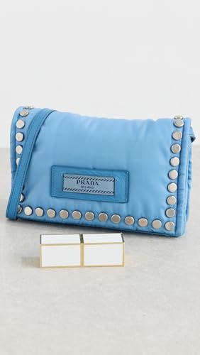 WHAT GOES AROUND COMES AROUND Women's Pre-Loved Prada Blue Nylon Studded Etiquette Wallet On Chain, Blue, One Size3