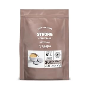by Amazon Starke Pads, geeignet für Senseo-Maschinen, 36 Stück (1 Packung mit 36 Stück) – Rainforest Alliance-zertifiziert