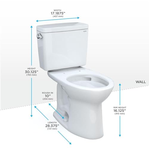 Image of TOTO Drake Two-Piece Elongated 1.6 GPF Universal Height TORNADO FLUSH Toilet with CEFIONTECT and 10 Inch Rough-In, Cotton White - CST776CSFG.10#01