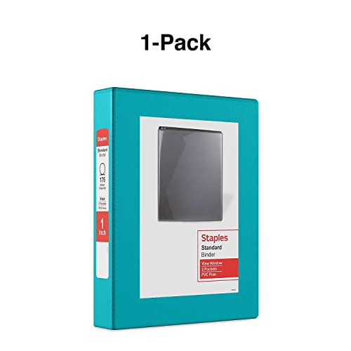 Staples Mini (5.5 X 8.5) View Binder 1" 3-Ring, Teal (26456-Cc) #TOP6