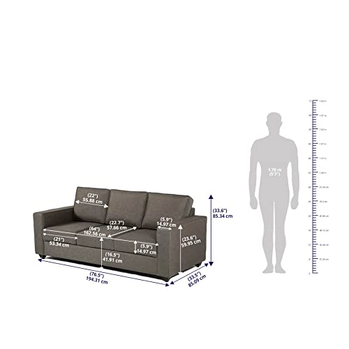 Image of Wakefit Sofa Set | 3 Year Warranty | Mini 3 Seater Sofa for Living Room, Wooden Couch - Napper Mini (Omega : Grey)
