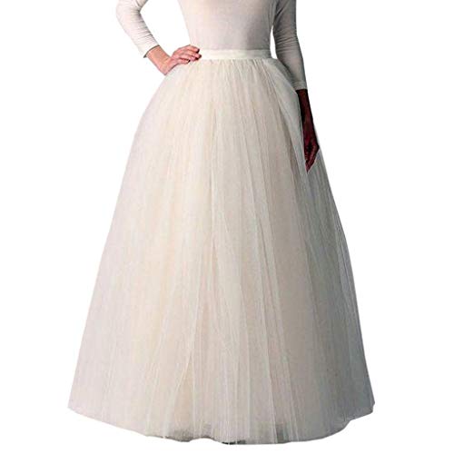 Jupe de tulle pour femme longueur de la cheville taille haute style 1950 blanche unie