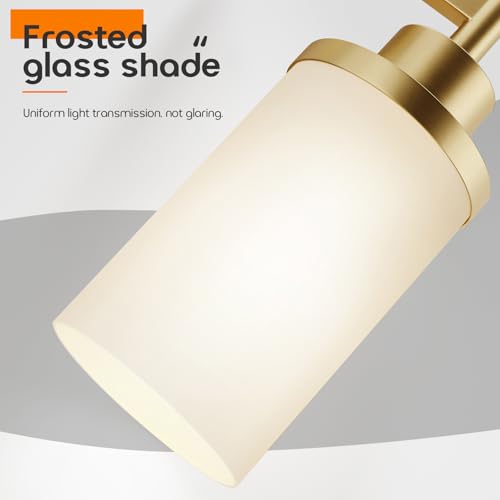Image of Vanity Lighting Fixtures with White Frosted Glass Gold Wall Lamp for Bathroom Mirror Bedroom, Living Room, Kitchen Cabinet, Washroom Porch T001GD-L1