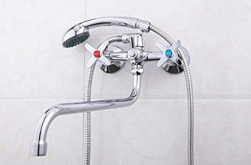 KOHBTDLLU Kitchen Taps Bathroom Faucets Long Water Outlet Tube Move 90 Degrees Left and Right Simple Style Hot and Cold