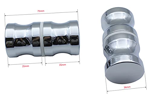 KEABATH Duschtürknauf, 2 Paar runde Chrom-Glastürgriffe, Ziehgriffknauf, Ersatzteile für Duschabtrennung, Duschabtrennung
