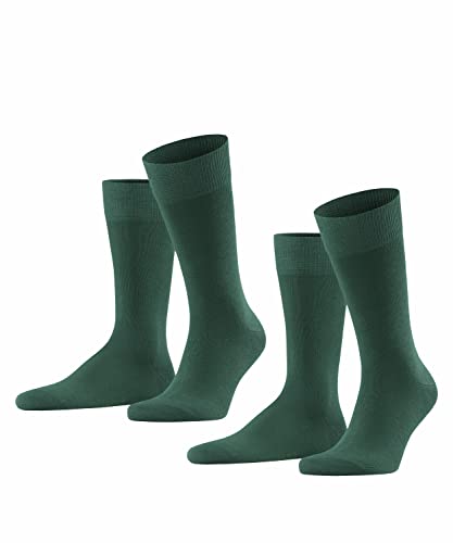 FALKE Herren Socken Happy Double Pack M So Baumwolle einfarbig 2 Paar, Grün Hunter Green 7441, 47-50
