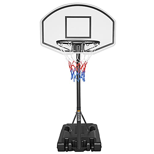 HooKung 37''-56'' Adjustable Height Swimming Pool Basketball Hoop 36 Inch Backboard Portable Poolside Basketball System for Adults & Kids, White (White-36'')