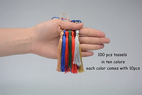 Image of Makhry 100 Pieces Bookmark Tassels 13cm /5 Inch Colorful Silky Tassels with Loop Handmade Tassels for Crafts Jewelry Making DIY Art Projects School Supply 10 Colors((Mixed 2 Dark)