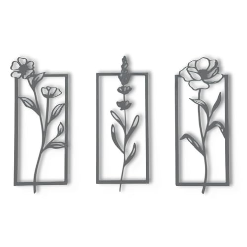 Tres Aristas | Pack de 3 Cuadros de Flores | Colores a Elegir | D...