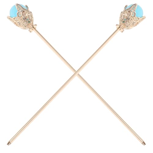 Beavorty Palillos de Metal Cabello Vintage Borlas, 2 Piezas, Horquillas Antiguas Azules para Peinados Tradicionales Asiáticos, Accesorios para Pelo Mujer y Niñas, Ideales para Bodas
