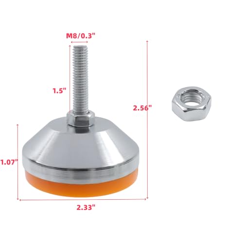 Image of M8x50mm Leveling Feet, 2200 lb Capacity Heavy Duty Adjustable Swivel Furniture Glides, 2.33 Inch Anti-Slip Base, Rubber Feet Levelers for Table, Shelves, Workbench, Cabinet, Machine, 4Pcs