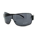 SA106 Mens Oversized Rectangular Shield Designer Fashion Warp Sunglasses Black