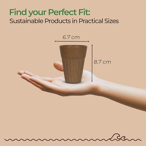 Image of Eco-Friendly Tea Cup Set of 6 | Kulhad Style Coffee & Tea Mugs | 140 ml Unbreakable, Stain-Free, Heat Resistant, Reusable, Microwave Safe | Rice Husk & Bamboo Fibre | Natural Husk