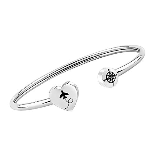 CENWA Long Distance Friendship Compass Bracelet Compass Jewelry Gift for Traveler Adventure Gift Long Distance Relationship Gift for Girlfriend