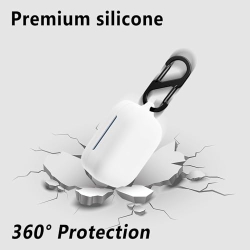 Image of LIRAMARK Silicone Cover Case with Carbiner Compatible with OnePlus Buds 3 (White)
