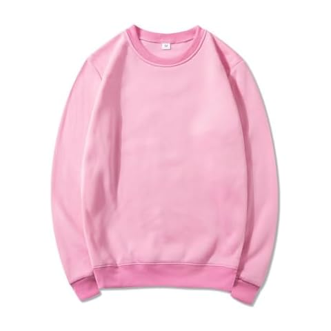 TURLAT Women's Basic Crewneck Sweatshirt Solid Fleece Loose Casual Pullover for Women Lightweight Tops (3X-Large,Pink) Cover