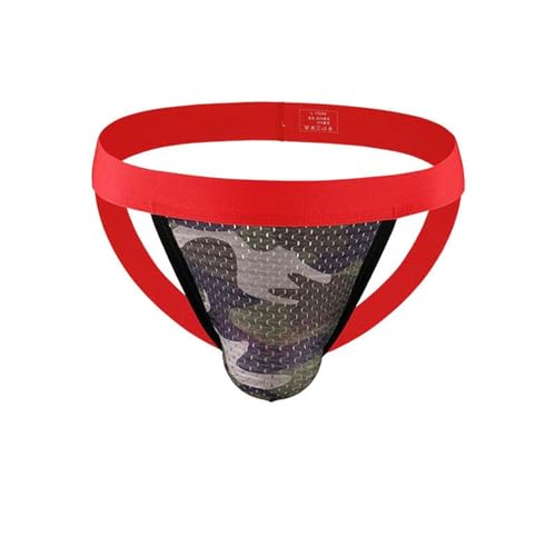 Jockstrap Calzoncillos sexy para hombre, tanga de cintura baja, ropa interior de bikini, ropa interior elástica y cómoda, sexy, calzoncillos en U sin costuras, calzoncillos secos, rojo, L